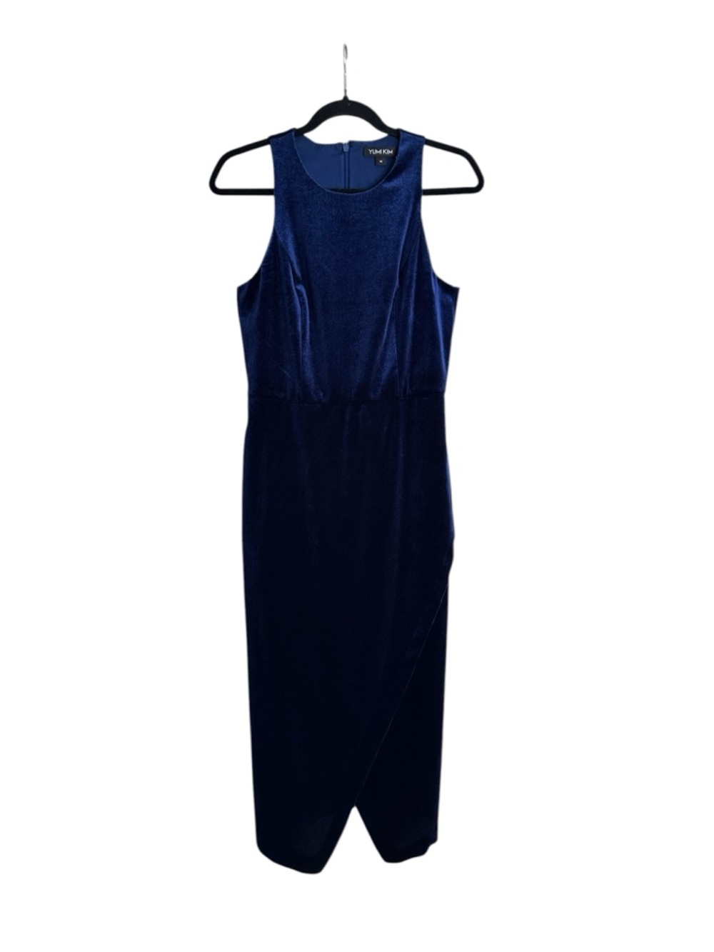 YUMI KIM Navy Velvet Late Night Cocktail Dress – Sleeveless Midi Evening Dress M